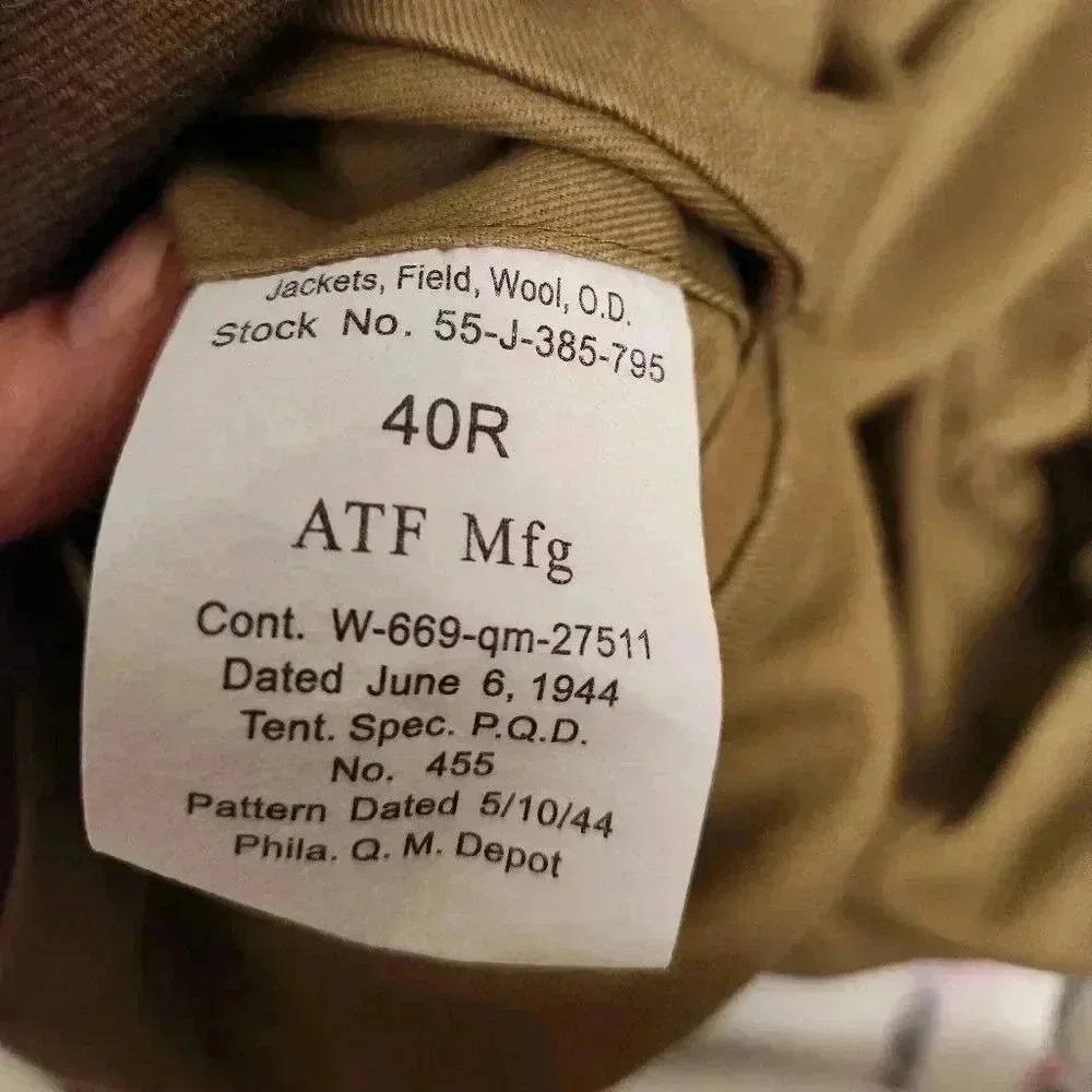 WWII Reproduction Ike Jacket Wool Blend Field Coat 40R ATF Mfg Military - Picture 5 of 9